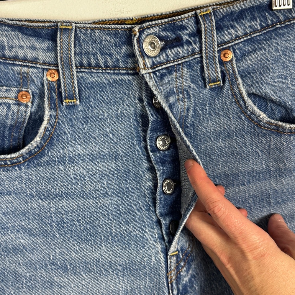 Levis Ribcage Straight Ankle Jeans Blue Womens Size 26 x 29 Waterless Denim High - Picture 5 of 16